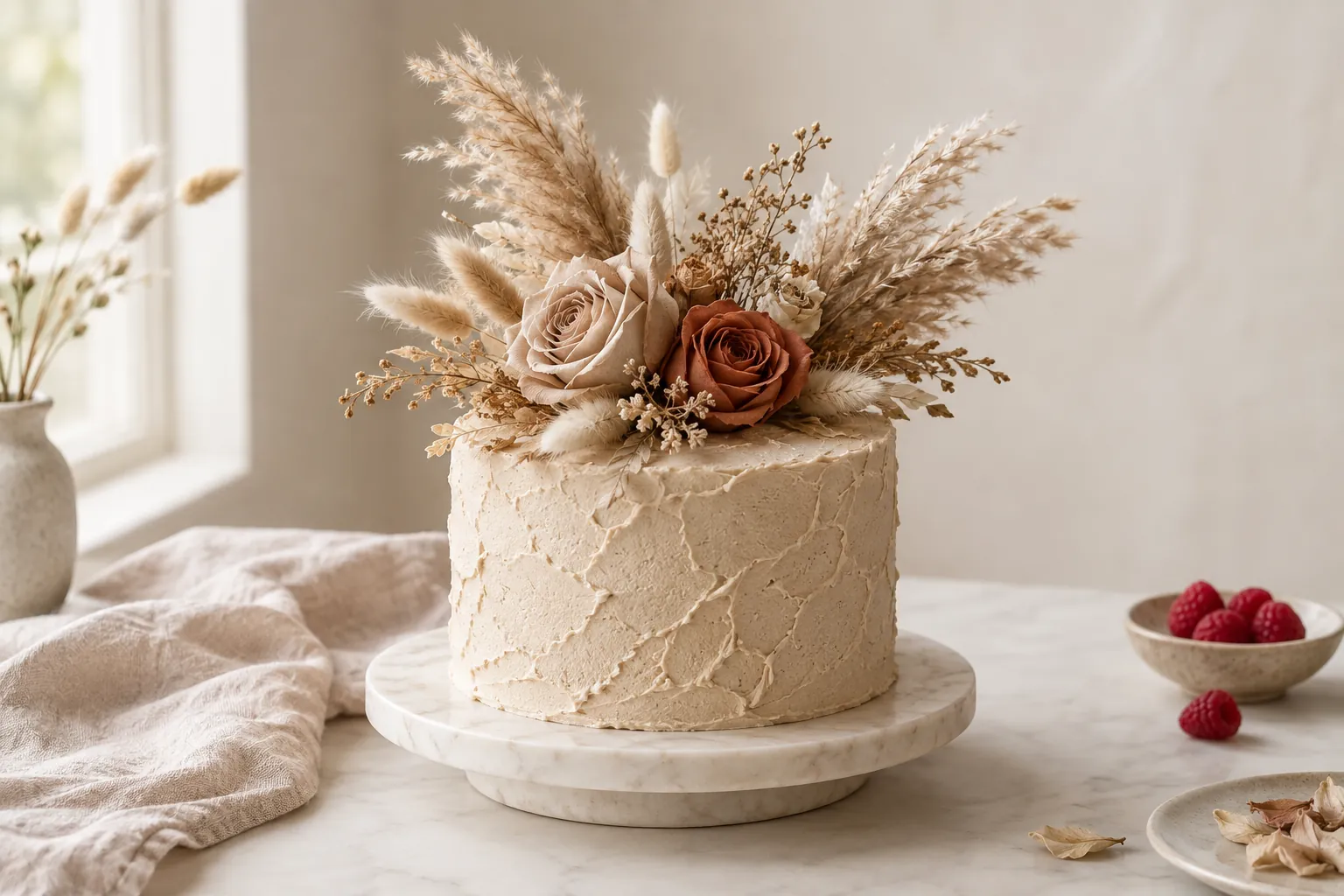 Dried flower cake finish