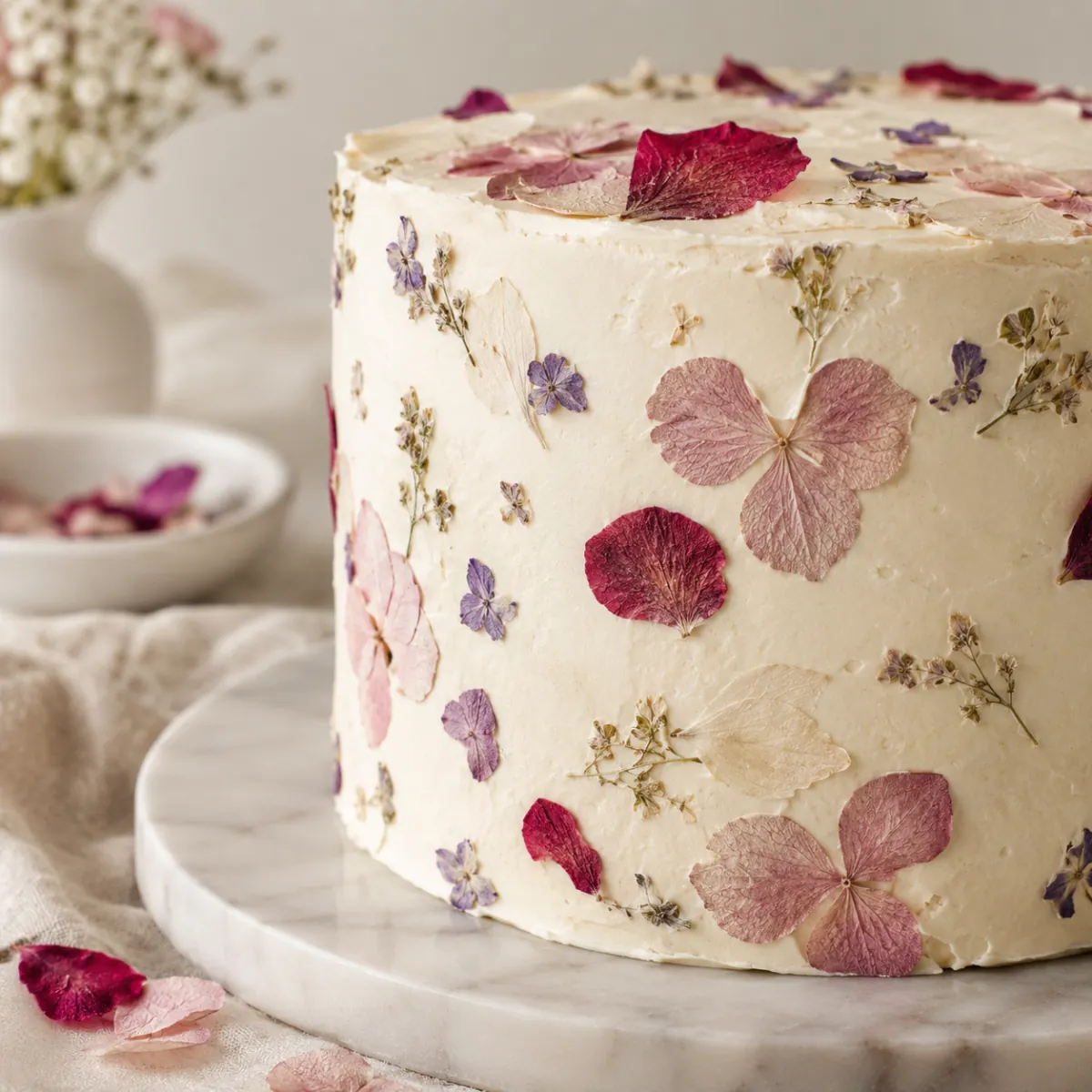 Dried flower cake concept, detail