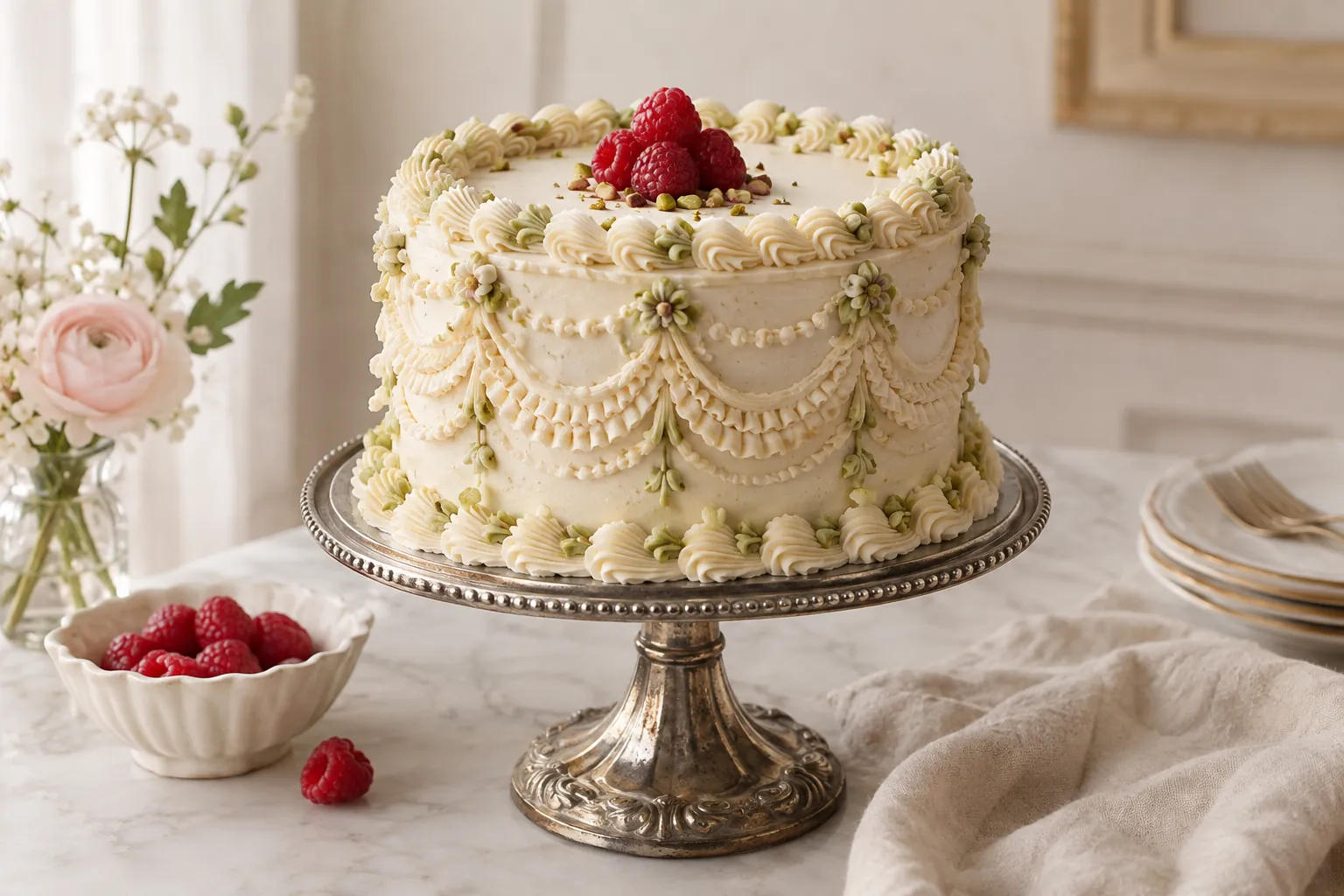 Vintage lace cake finish
