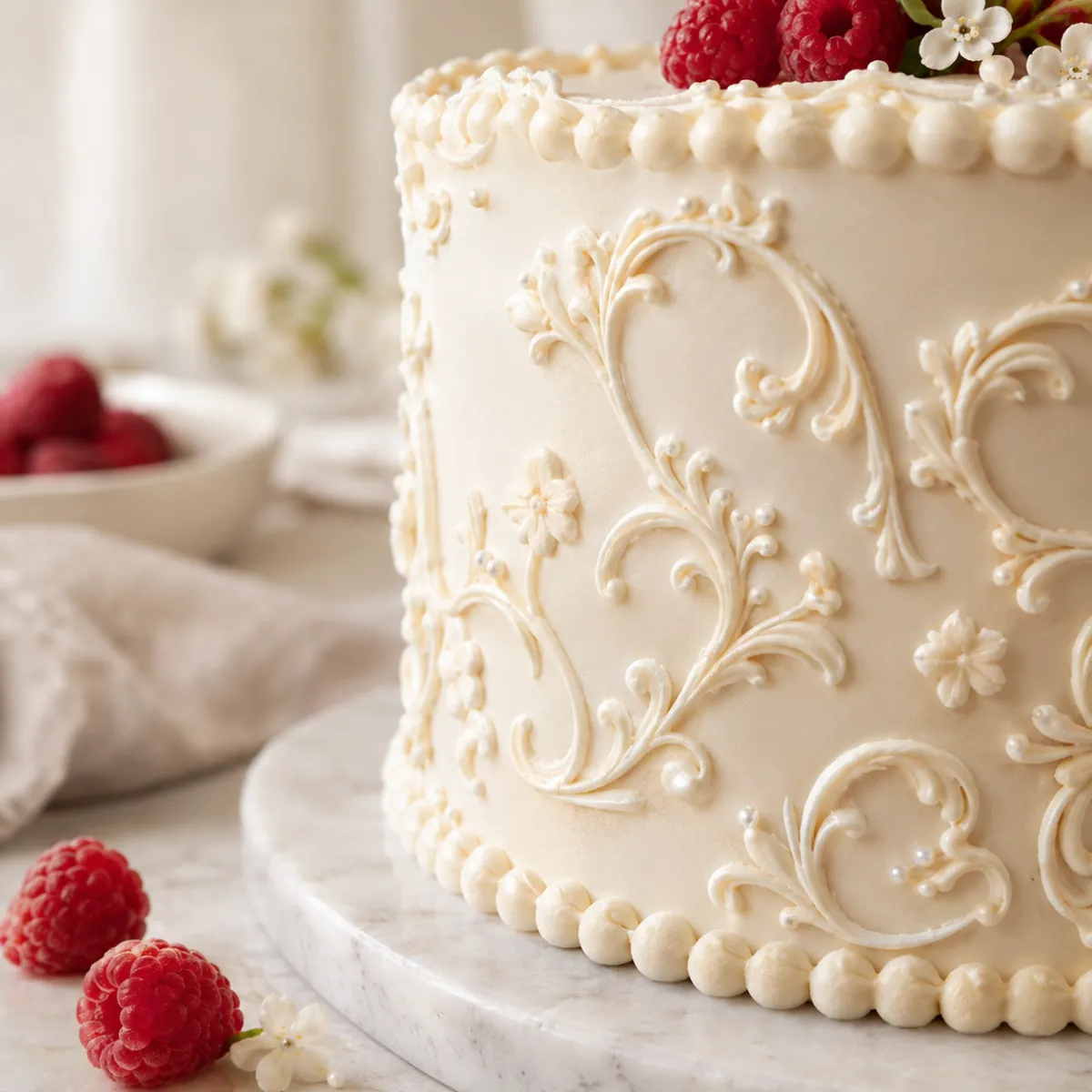 Vintage lace cake concept, detail